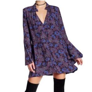 Free People Purple Floral Boho Magic Mystery Tunic Women XS